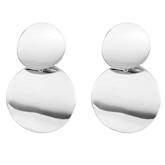 Silver Circle Drop Earrings - Picture 1 of 1